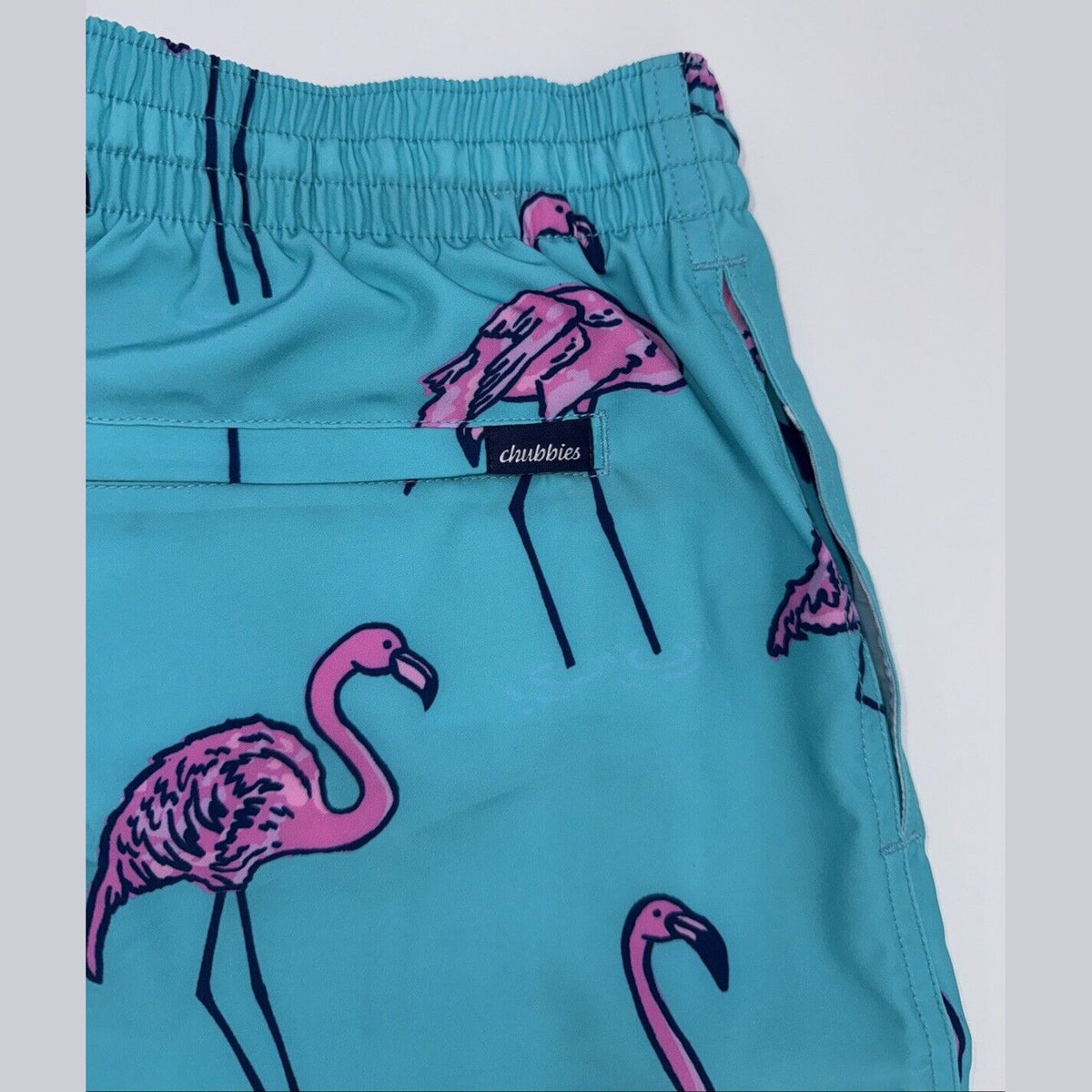 $70 Chubbies The Beach Retreat 5.5" Inseam Swim Trunks-Aqua/Pink -Small -New Tag