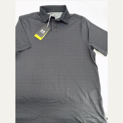 $78 Under Armour Golf Men's T2 Half Moon Polo Shirt- Black/Grey - Medium-New Tag