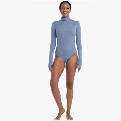 $130 Icebreaker Women's Queens High Neck Bodysuit 100% wool-Kyanite-Large-NWT
