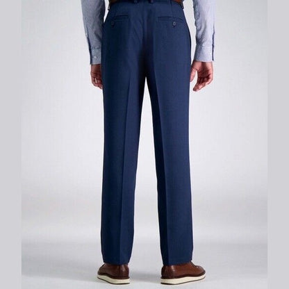 Haggar Men’s Travel PerformanceTailored Fit Flat-Front Suit Pant-Blue-34W 32L