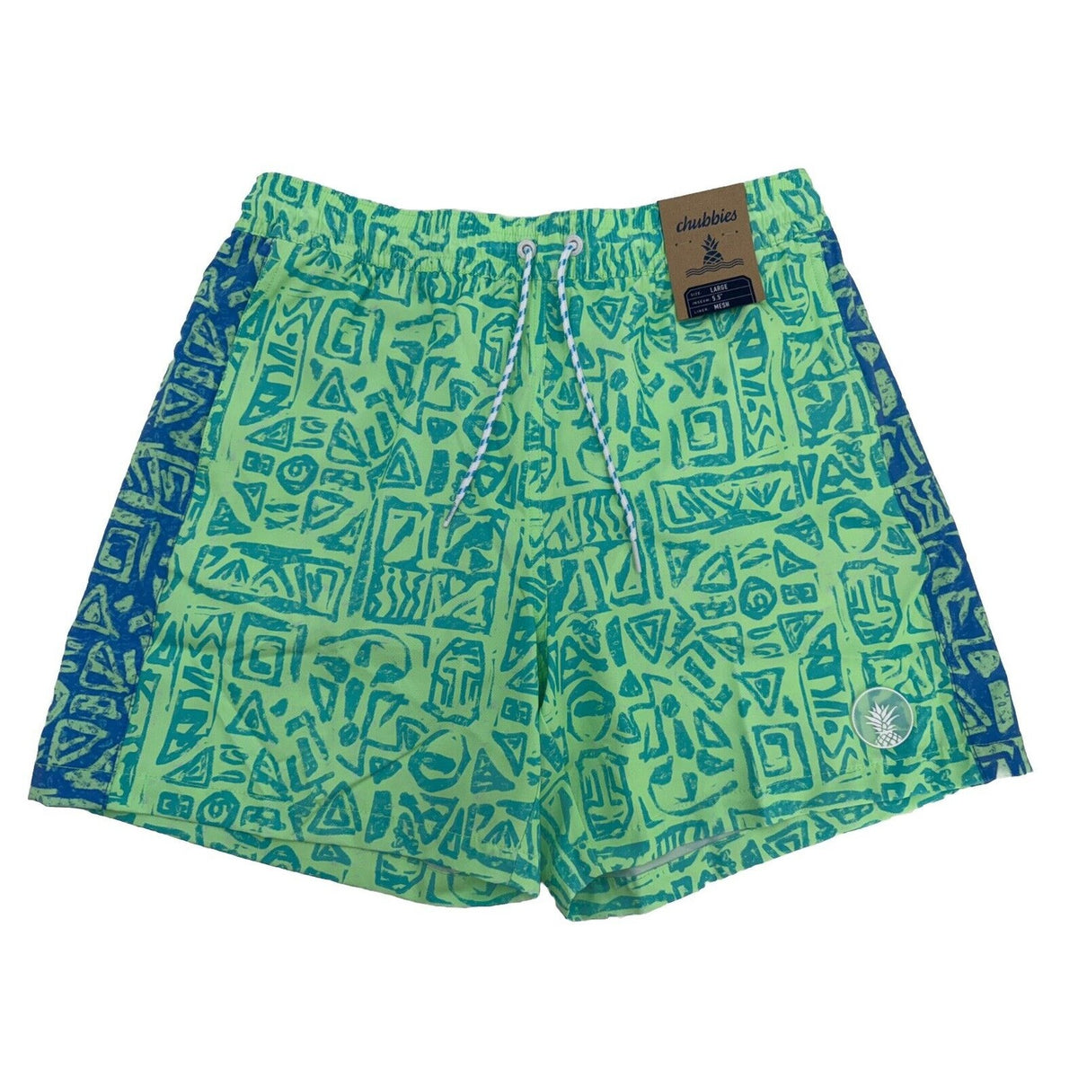$70 Chubbies The Shakedowns 5.5" Inseam Swim Trunks-Green Blue -Large -New Tag