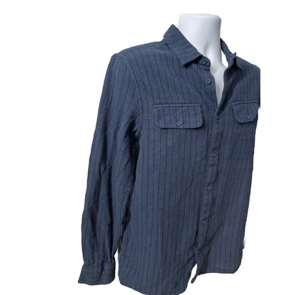 Vans Men's Station Striped Shirt Button Front -Dress Blue- Small- New Tag $50