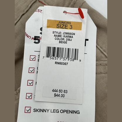 UNIONBAY Juniors' Karma Stretchy High Waisted Skinny Pants-Beige-Size: 3/27W-New