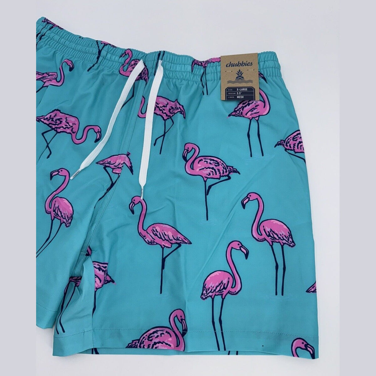 $70 Chubbies The Beach Retreat 5.5" Inseam Swim Trunks-Aqua/Pink- XLarge-New Tag