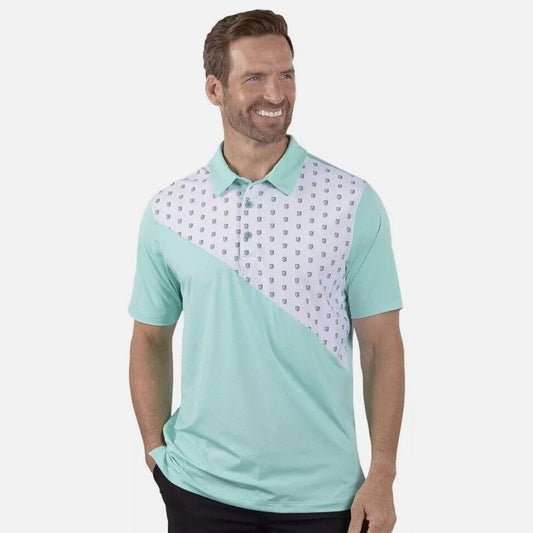 Covel Men’s Rick Oasis Crest Polo Golf Shirt - Mint Green- Large- NWT