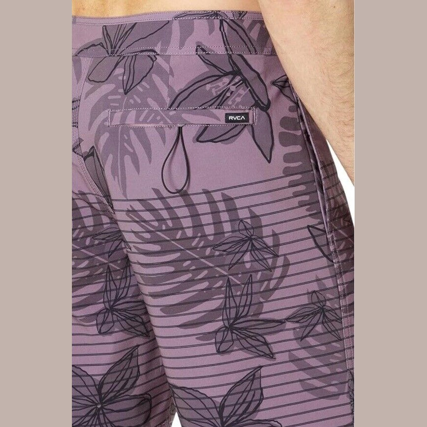 $66 Rvca Men’s CURREN Special Edition Floral Striped Swim Trunks-Lavender-29”W
