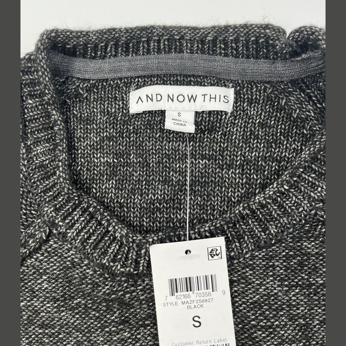 And Now This Mens Waffle-Knit Crew Neck Pullover Sweater-Black-Small-New Tag $50