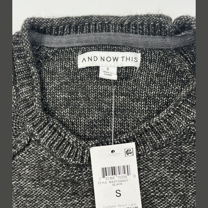 And Now This Mens Waffle-Knit Crew Neck Pullover Sweater-Black-Small-New Tag $50