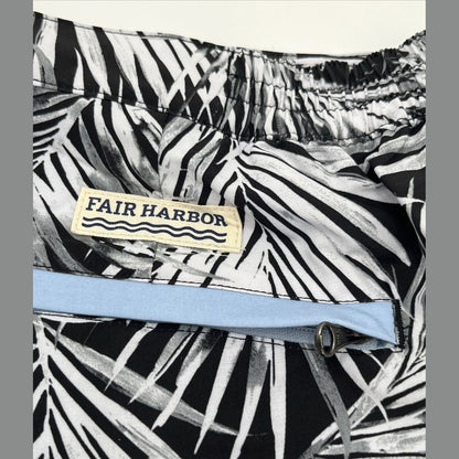 $68 Fair Harbor Men’s Palm Leaf Outdoor Casual Swim Trunks-Black/White-30W-New