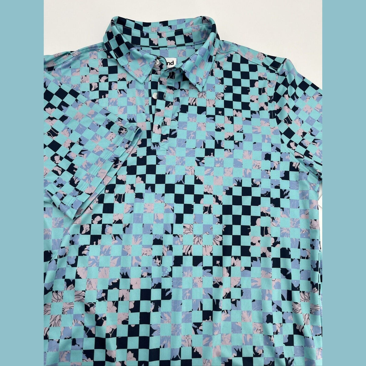 ABOUND By Nordstrom Men's Polo Golf Shirt-Blue Checkered-Small-New Tag