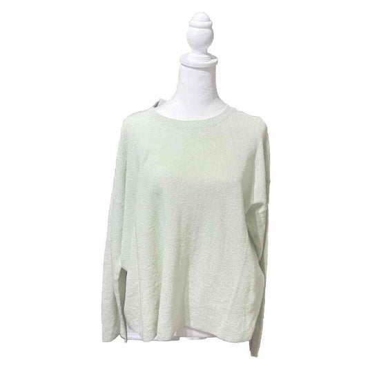 Eileen Fisher Women's Linen Blend Crewneck Long-Sleeve Top-Mist-Medium-New $258