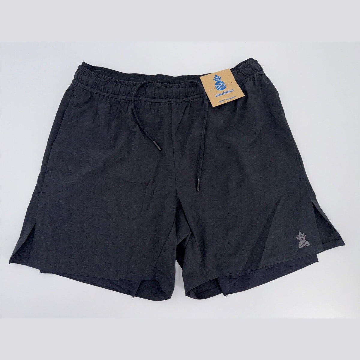 $80 Chubbies Men’s The Secret Agents 5.5” Ultimate Training Shorts-Black- Medium