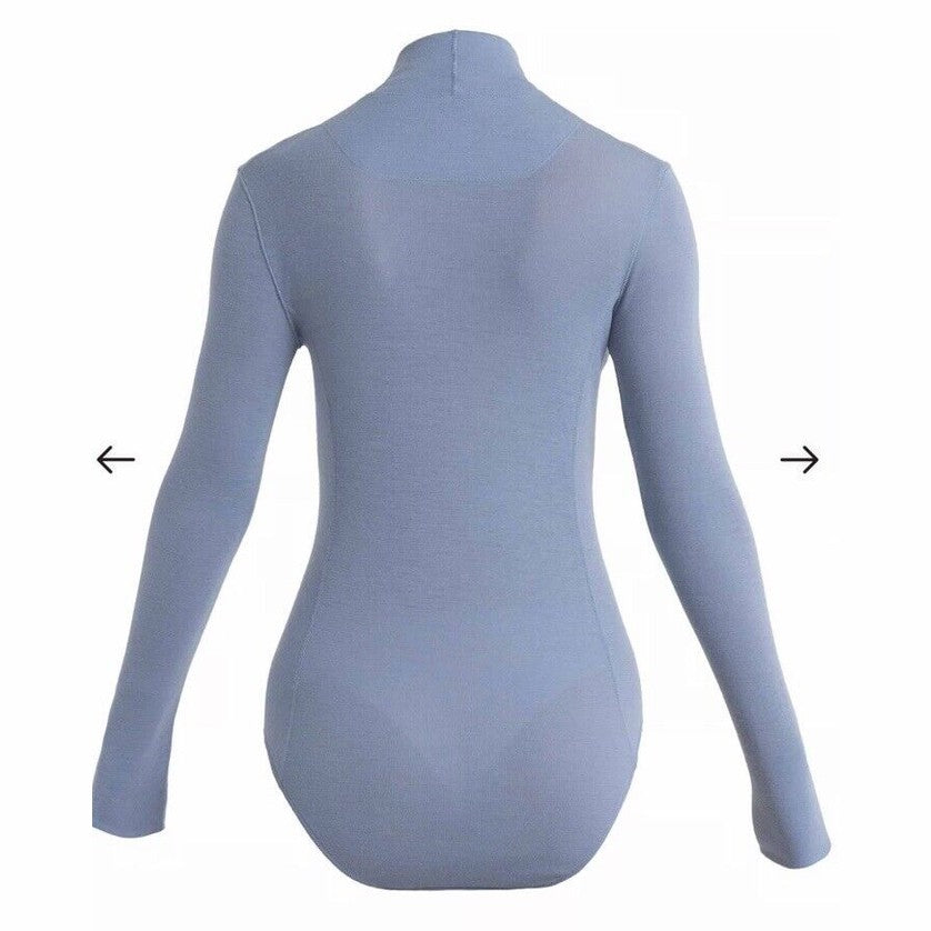 $130 Icebreaker Women's Queens High Neck Bodysuit 100% wool-Kyanite-Large-NWT