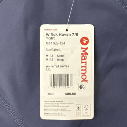 $80 Marmot Women's Rock Haven 7/8 Tights UPF 50- Storm- Large - NWT