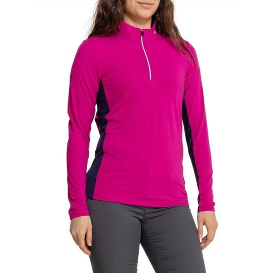 $160 KJUS Women’s Sunshine Comfort 1/4 Zip Golf Pullover UPF-Fuchsia -Small-New