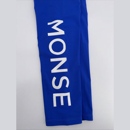 $390 MONSE Designer Blue w/ White Logo Print High Waist Leggings ME220715-Large