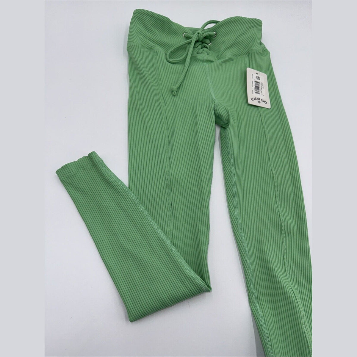 $125 Year of Ours Women’s Ribbed Ribbed Knit Leggings TN1037-GW- Green-Small-NEW