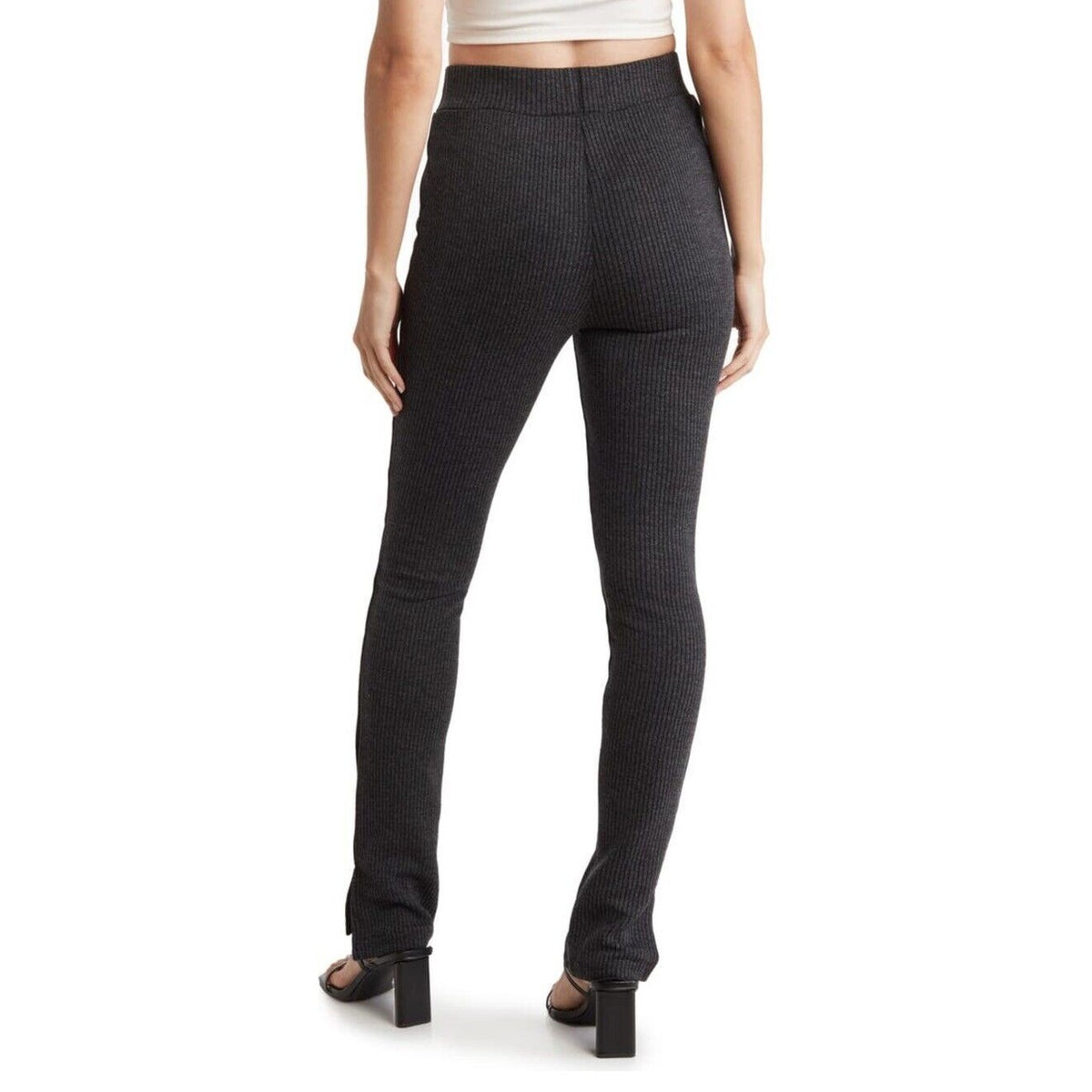 We Wore What Women's Ribbed Seamless Stretch Leggings Black - Size Small  $98