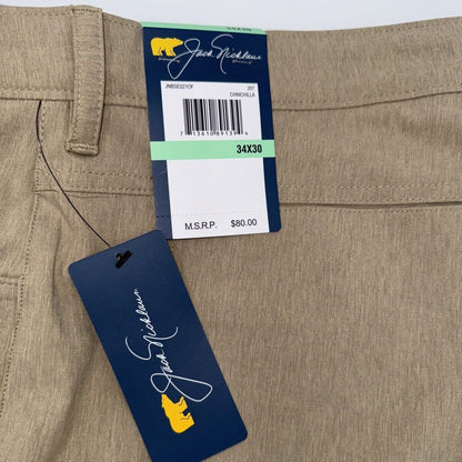 $80 Jack Nicklaus Men’s 5 Pocket Golf Pants Active- Chinchilla-Size: 34W 30L-New