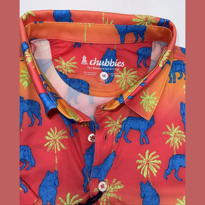 Chubbies Men's The Howler Moon Performance Polo Shirt-Orange Multi-Medium-New