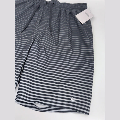 $58 Men's Nike Stripe 9" Swim Trunks- Black/Grey- Small- New with Tag