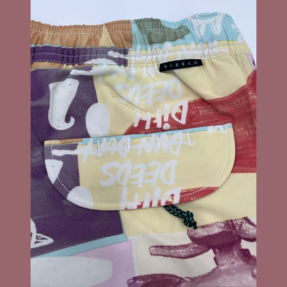 $65 VISSLA Men's Elastic Waist Boardshorts  MUD FLAPPERS 16.5-Multi -Medium-NWT