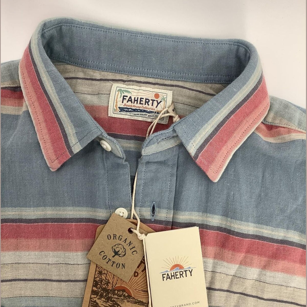 $148 Faherty Men’s The Malibu Button L/S Shirt-Paradise Rise -Medium- New Tags
