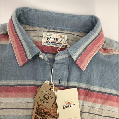 $148 Faherty Men’s The Malibu Button L/S Shirt-Paradise Rise -Medium- New Tags