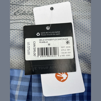 Eddie Bauer Men’s Voyager Shirt Long Sleeve-Peak Blue -Medium-New Tag $75