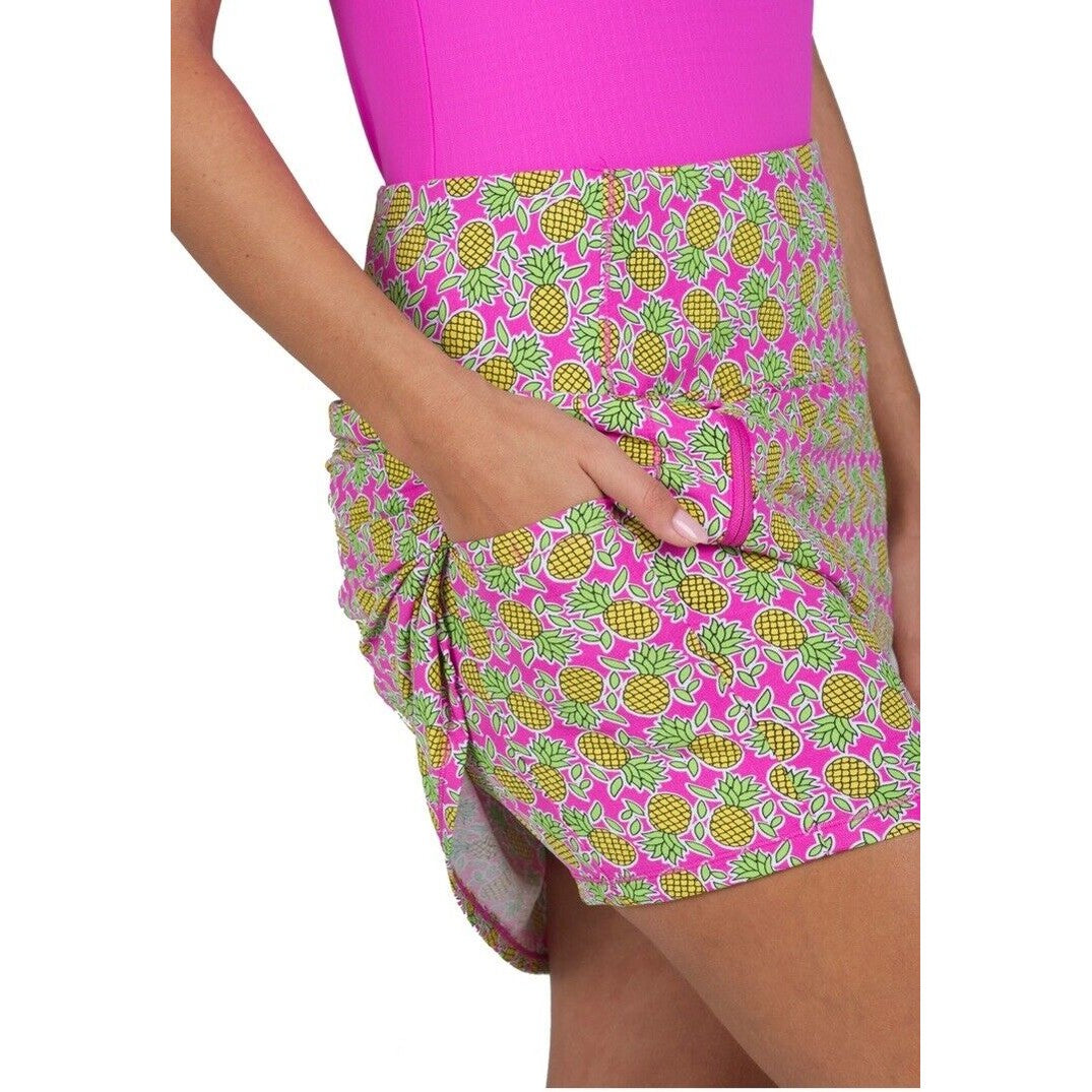 $79 IBKUL Women's Active Golf Tennis Skort - Chantal Hot Pink/Lime -Medium -New