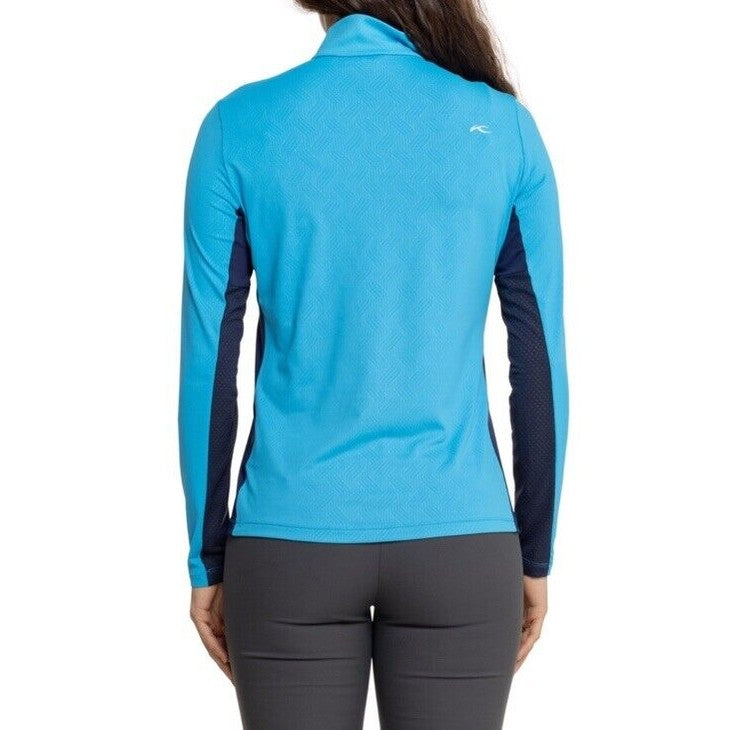 $160 KJUS Women’s Sunshine Comfort 1/4 Zip Golf Pullover UPF 50-Blue-Medium-New
