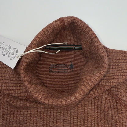 $120 Smartwool Women’s Merino Rib Turtleneck Shirt-Pecan Brown Heather-XSmall