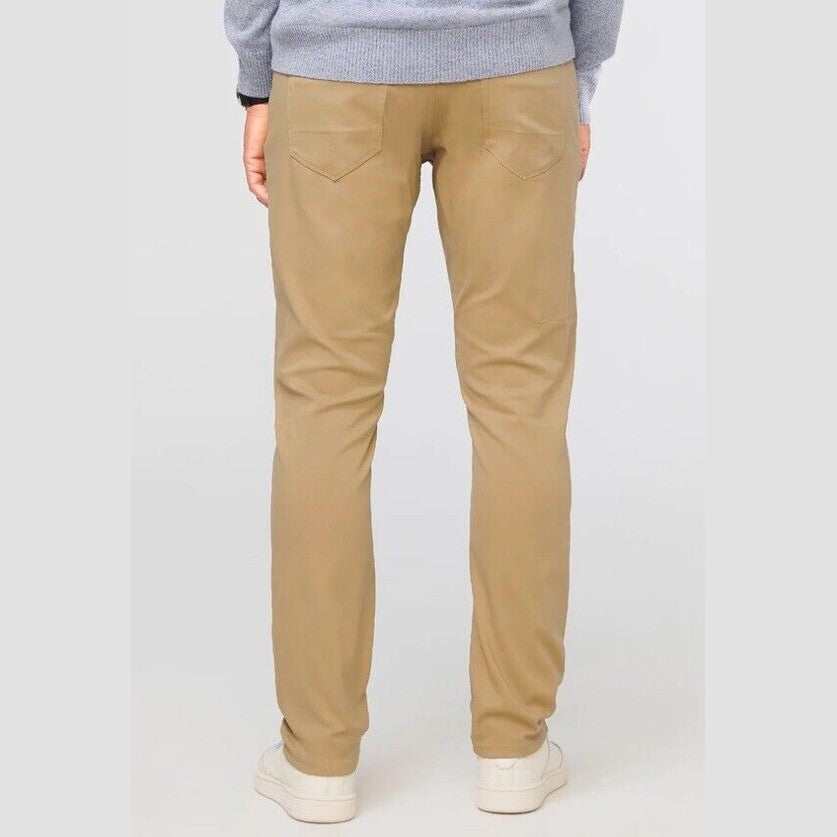 $139 DU/ER Men’s NuStretch Slim Fit 5 Pocket Chino Pants- Khaki - 33W 32L - New