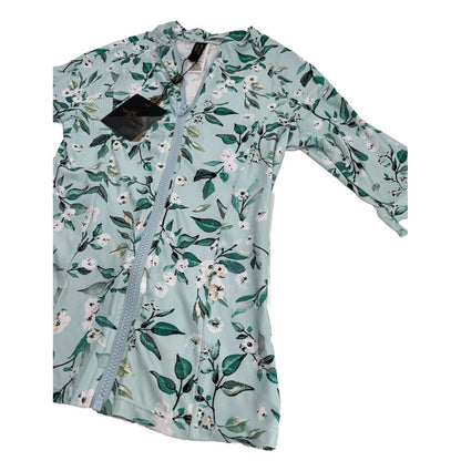 $78 NIP TUCK Swim Full Zip Sun Safe Top UPF 50-#NN5290OSB-Blue/Green-Size: 4-New