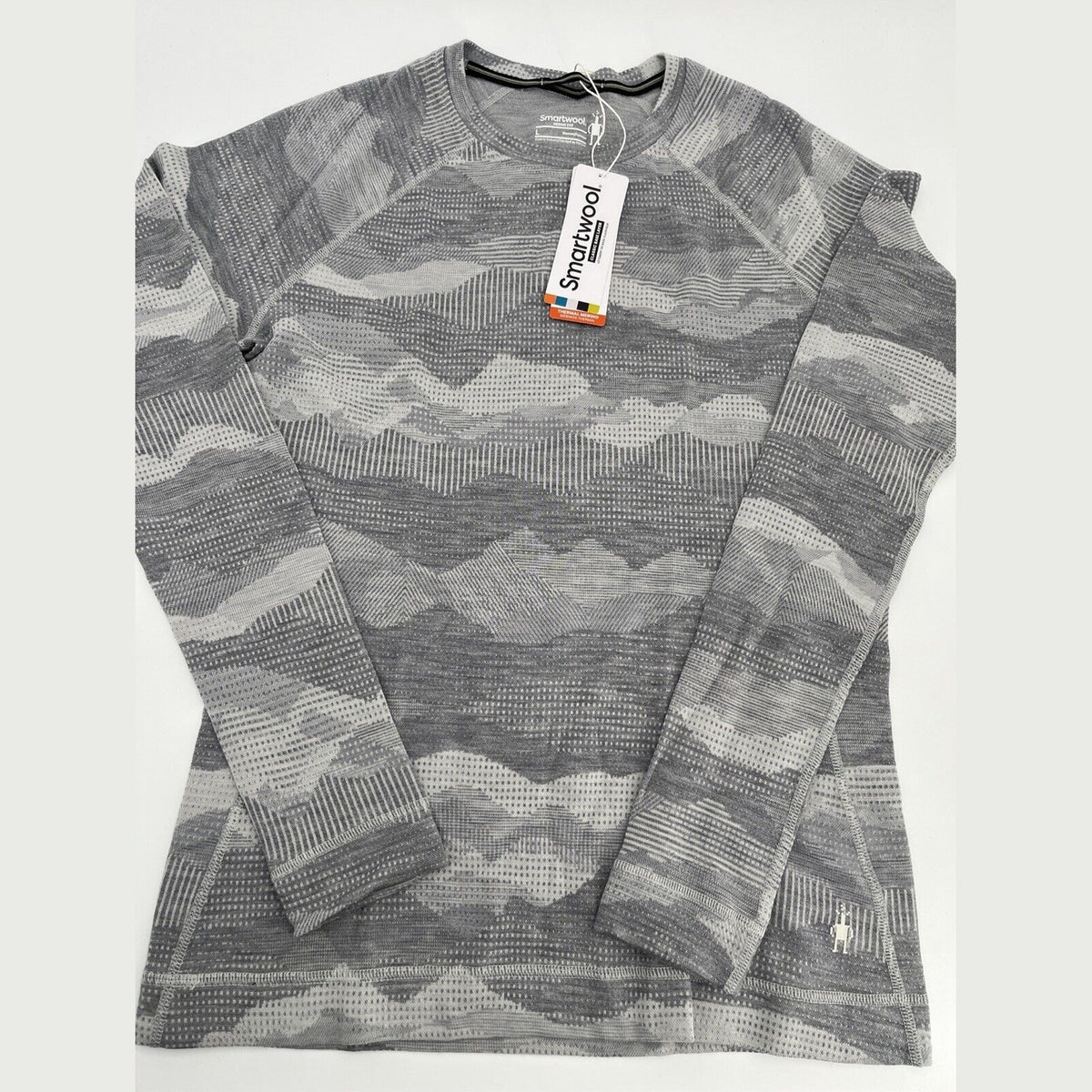 $110 Smartwool Women’s 250 Merino Wool Base Layer Crew Top-Gray Print-XSmall-New