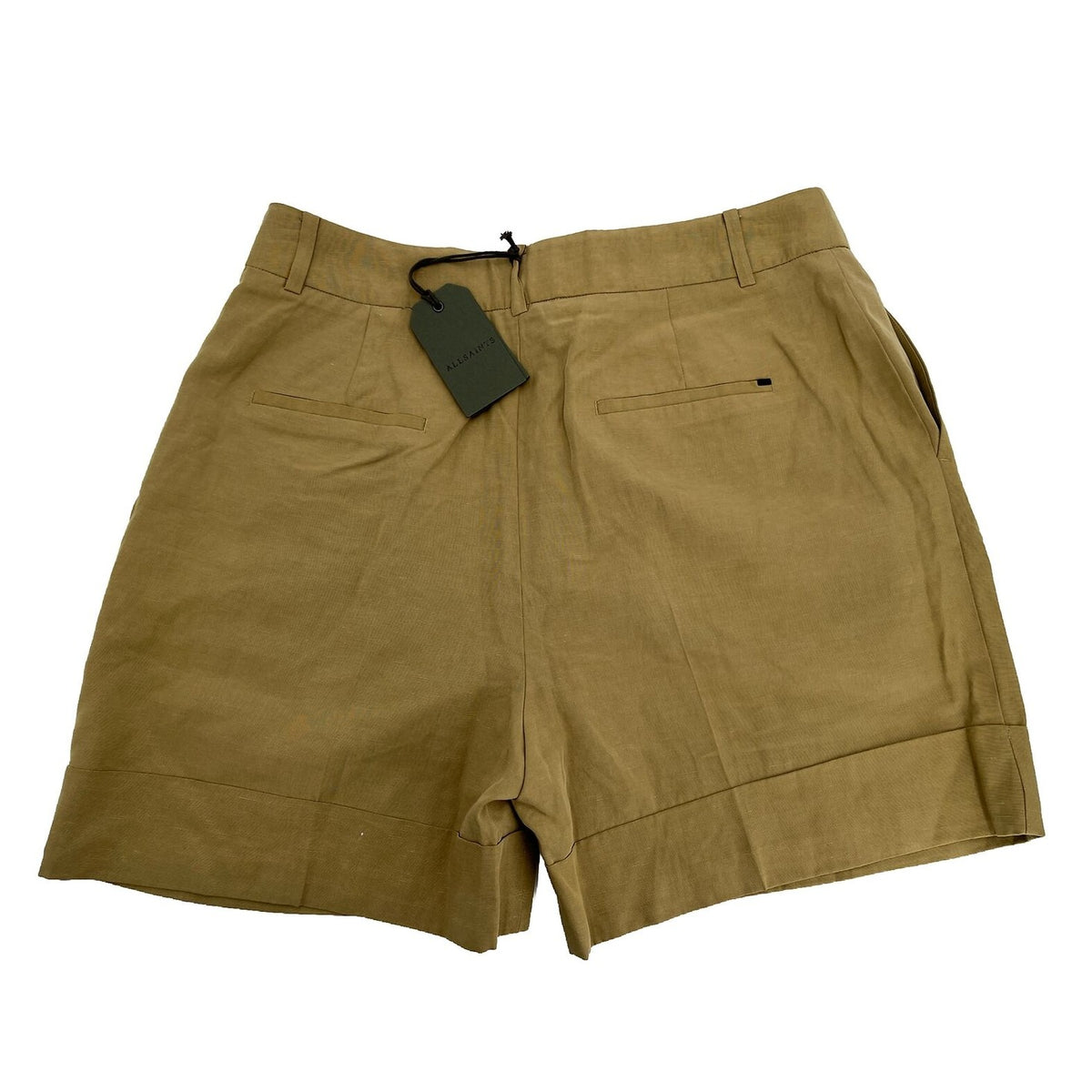 $148 AllSaints Women’s Linen-Blend Deri Lyn Pleated-light Khaki-Size: 14-New Tag