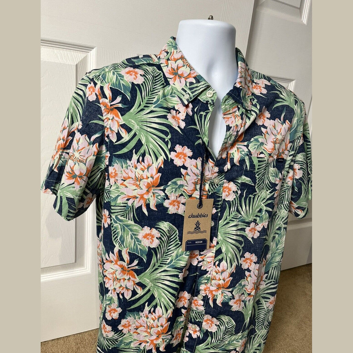 Chubbies Shirt Mens Blue Hawaiian The Resort Friday Pullover Floral-Medium - New