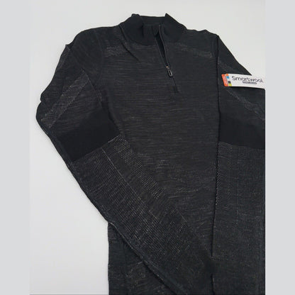 $140 Smartwool Women’s Intraknit Thermal Merino Base Layer 1/4 Zip-Black-Medium