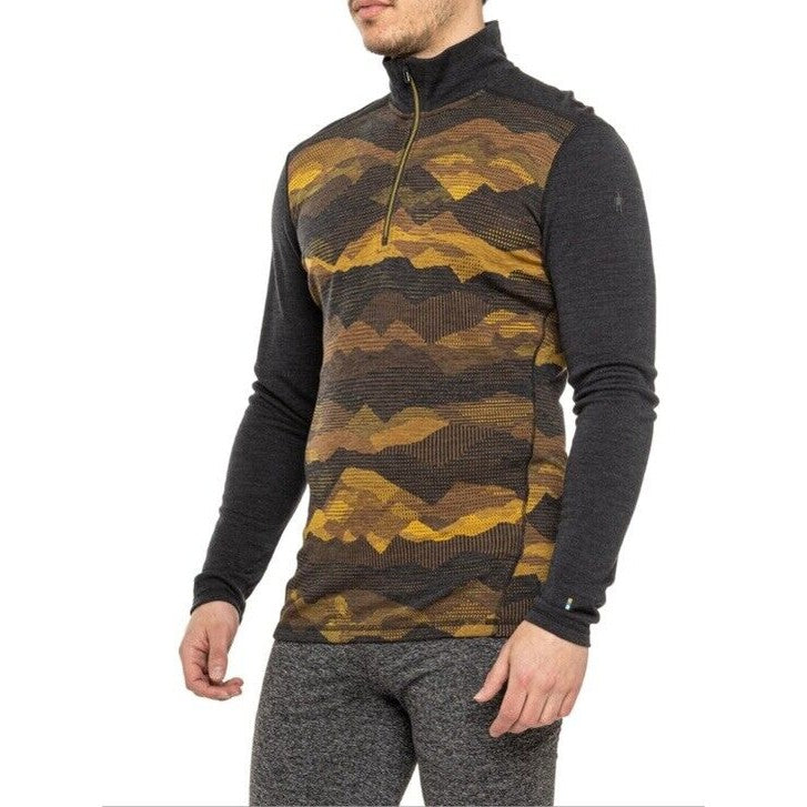 $120 SMARTWOOL Men’s Thermal Merino Base Layer 1/4 Zip -Charcoal Scape -Small