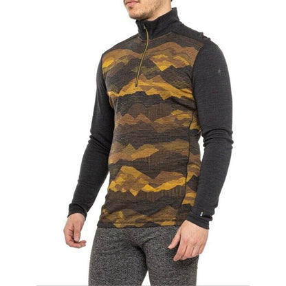 $120 SMARTWOOL Men’s Thermal Merino Base Layer 1/4 Zip -Charcoal Scape -Small