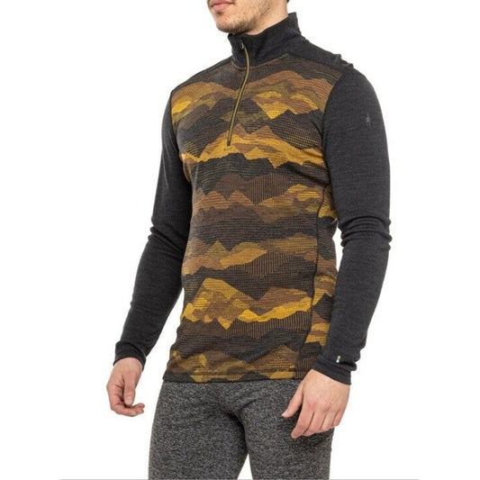 $120 SMARTWOOL Men’s Thermal Merino Base Layer 1/4 Zip -Charcoal Scape -Small