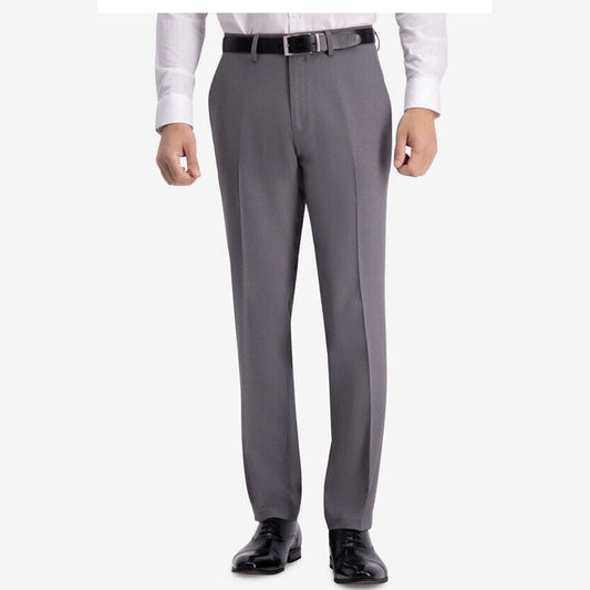 Kenneth Cole Reaction Pants Modern Fit Micro Check- Medium Gray- 30W X 32L- New
