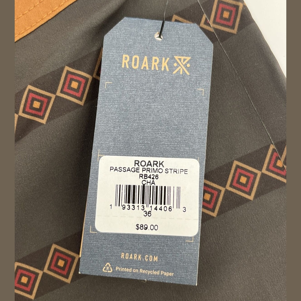 $89 Roark Men’s The Passage Primo Boardshorts Trunks Drawstring-Char Brown-36W