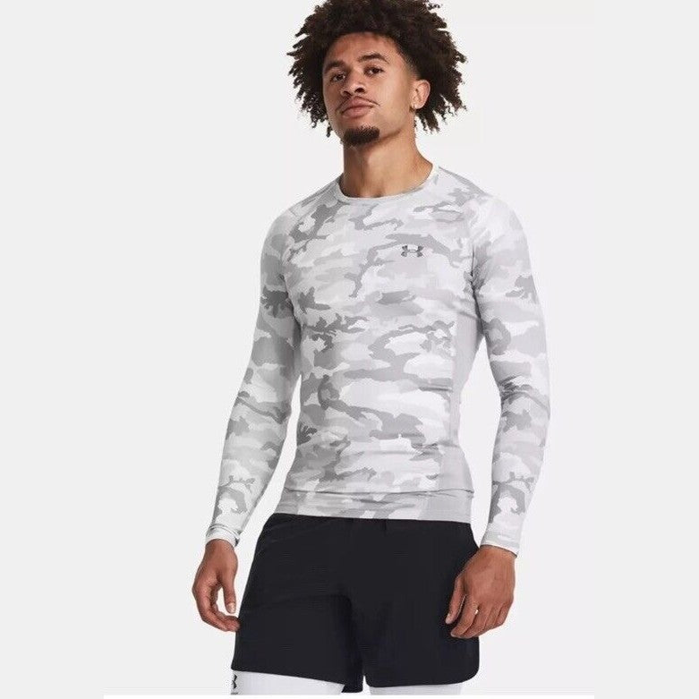 $80 Under Armour Men’s CGI Compression Crew Training Shirt-Gray Camo-Medium-New