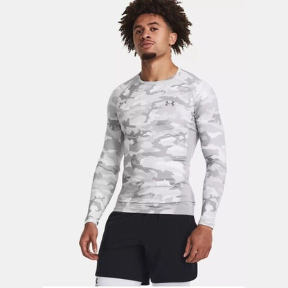 $80 Under Armour Men’s CGI Compression Crew Training Shirt-Gray Camo-Medium-New