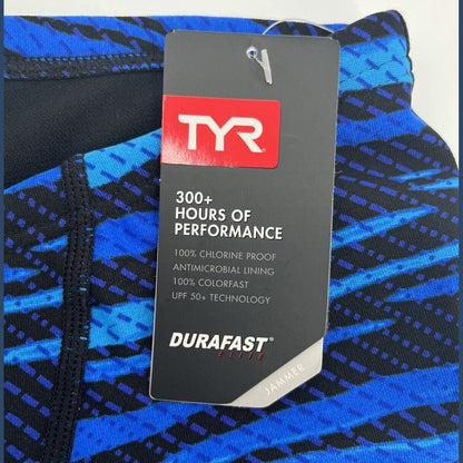 $60 TRY Men's Crypsis All-Over Jammer Swimsuit - Blue / Black- Size: 32- New Tag