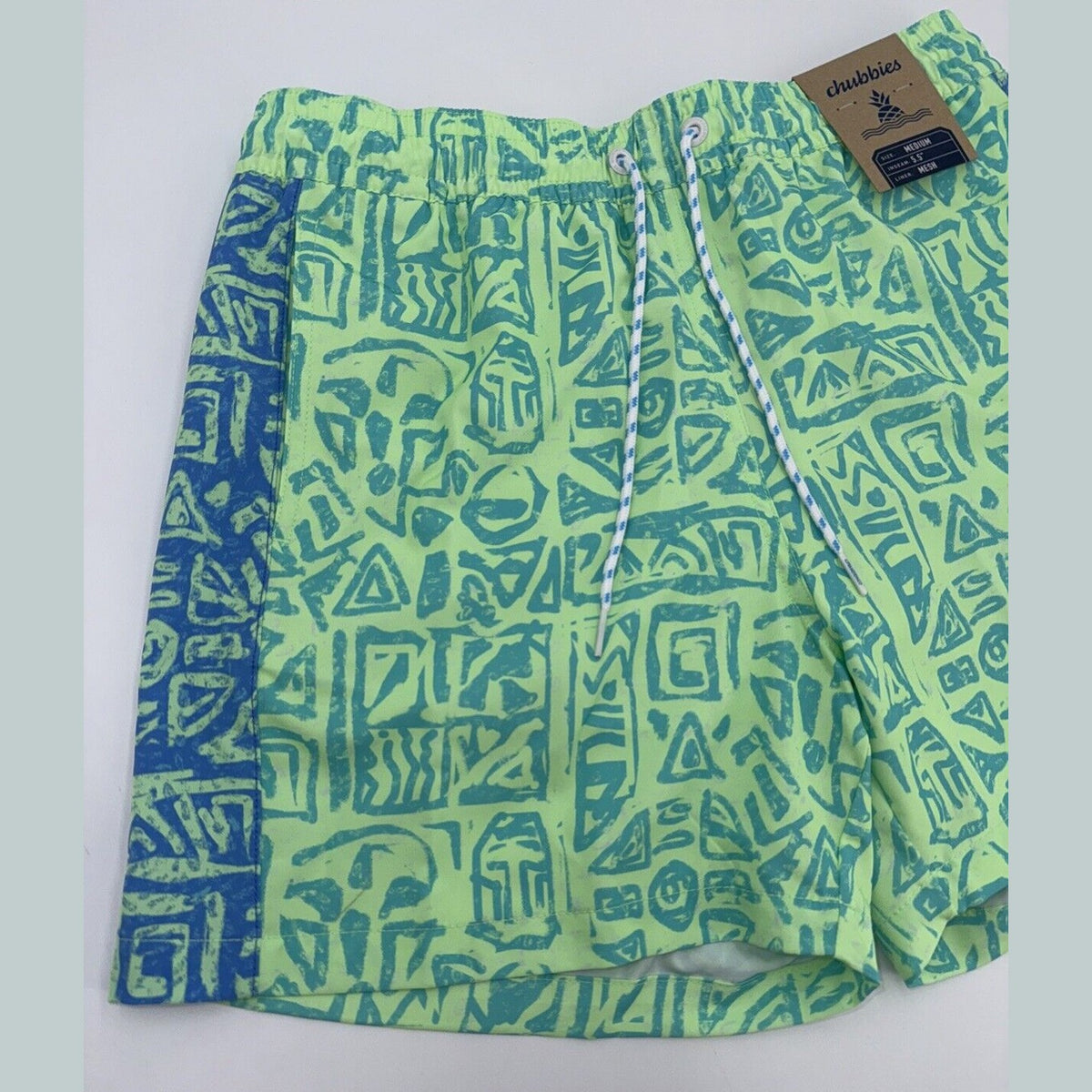 $70 Chubbies The Shakedowns 5.5" Inseam Swim Trunks-Green Blue -Medium-New Tag