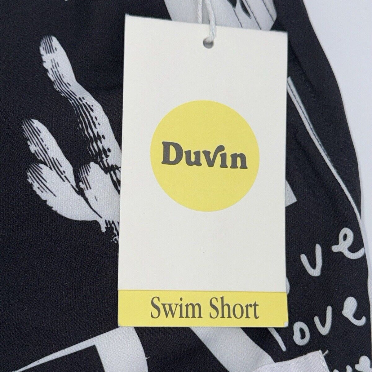 $65 Duvin Design Men's Cactus Swim Trunk Shorts - Black/White - Size: Medium-NEW