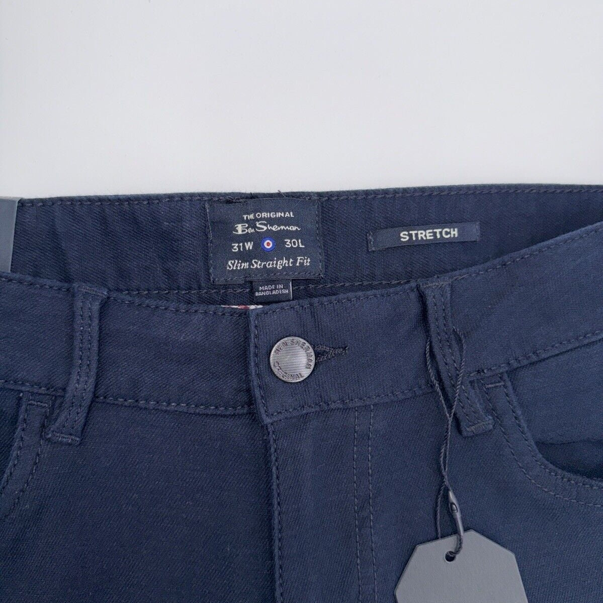 $109 Ben Sherman Men’s Straight Fit Stretch Terry Denim Jeans-Navy- 31W 30L-New