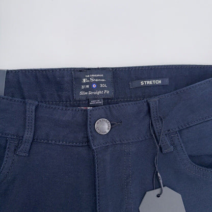 $109 Ben Sherman Men’s Straight Fit Stretch Terry Denim Jeans-Navy- 31W 30L-New